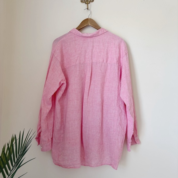 J.McLaughlin Fallon Pink Linen Popover Shirt Tunic XL - Picture 4 of 6
